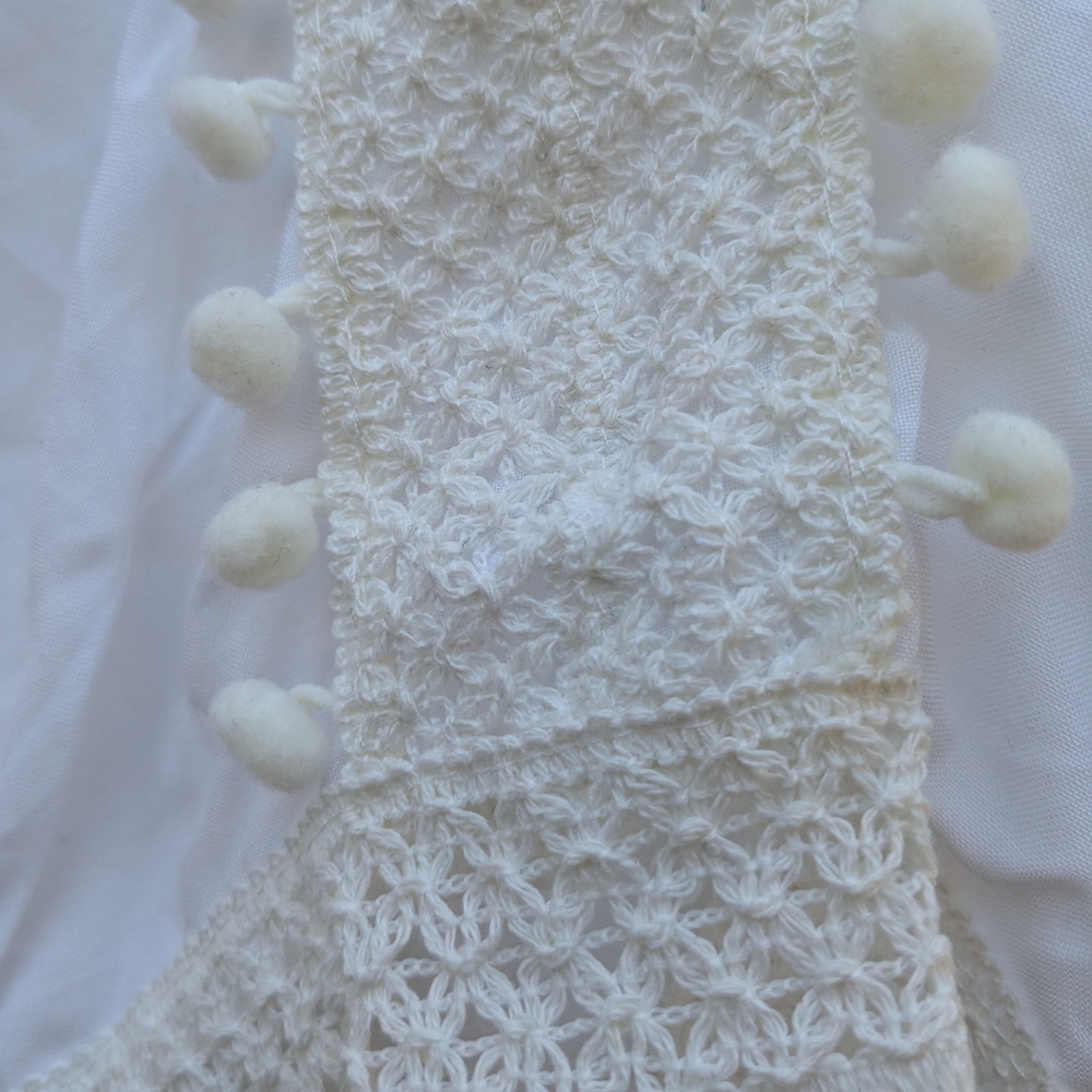 Flowing White Blouse or Swim Cover-Up w/ Crochet Details - Picture 4 of 7